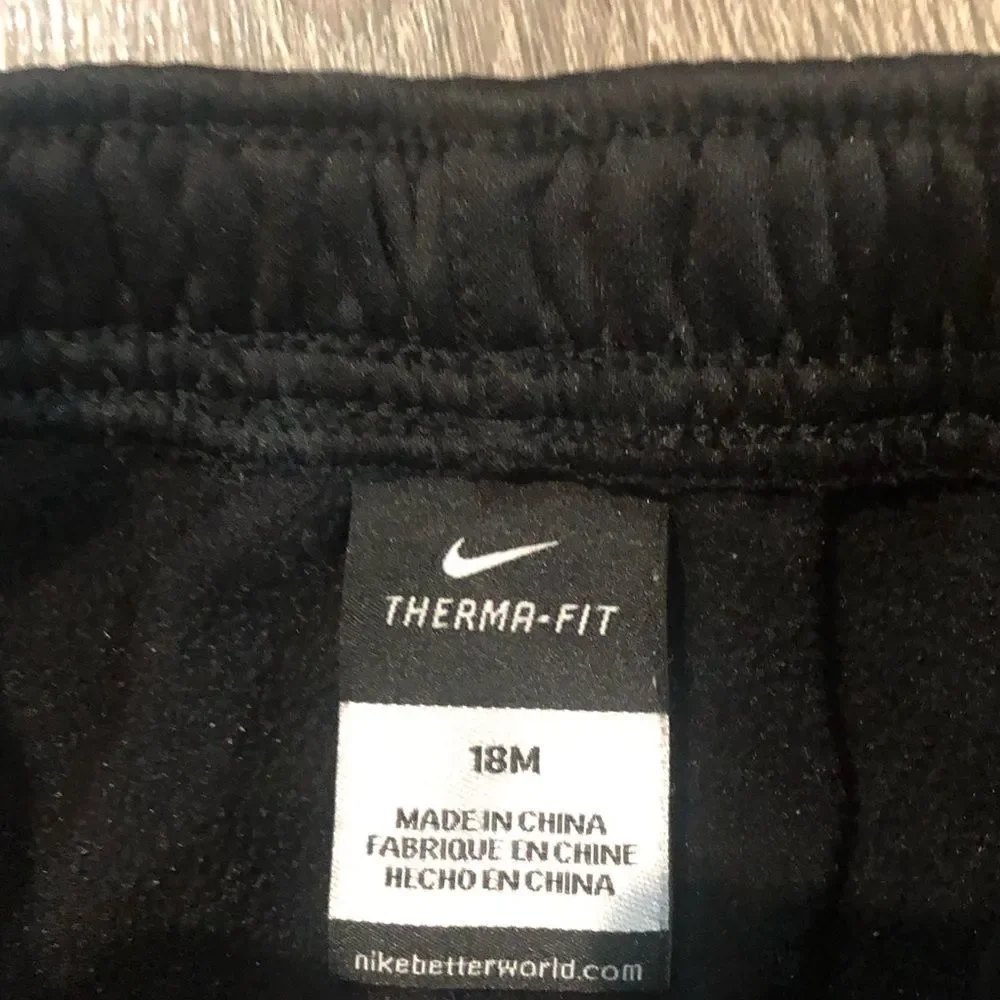 Nike Sweatpants Size 18 months Kids Black Joggers with Red Stripes
